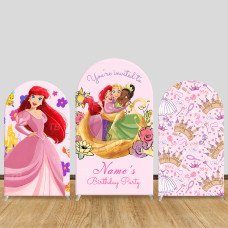 JY786  Disney Princess Birthday Party Arch Backdrop Cover, Elastic Fabric Arch for Girls Birthday, Princess Themed Invitation