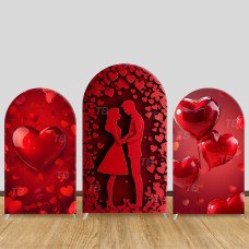 JY787  Red Heart Couple Arch Backdrop Cover, Elastic Fabric Arch for Valentine's Day, Wedding Anniversary Party