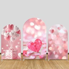 JY788  Pink Heart Balloon Arch Backdrop Cover, Elastic Fabric Arch for Valentine's Day, Baby Shower, Sweet Party
