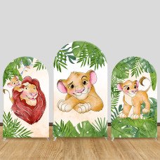 JY790  The Lion King Simba Watercolor Arch Backdrop Cover, Elastic Fabric Arch for Kids Birthday, Safari Animal Party