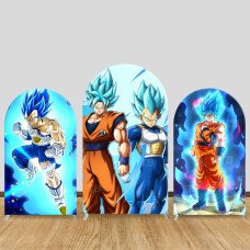 JY798 Dragon Ball Blue Vegeta Goku Arch Backdrop Cover, Elastic Fabric Arch for Boys Birthday, Anime Super Saiyan Party