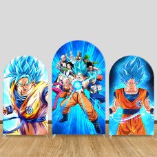 JY799 Dragon Ball Super Goku Family Arch Backdrop Cover, Elastic Fabric Arch for Boys Birthday, Anime Superhero Party