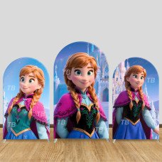 JY801 Frozen Anna Castle Arch Backdrop Cover, Elastic Fabric Arch for Girls Birthday, Disney Princess Party Decoration