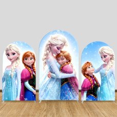 JY808 Frozen Elsa Anna Hug Arch Backdrop Cover, Elastic Fabric Arch for Girls Birthday, Disney Princess Sister Party