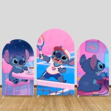 JY830 Stitch Daily Life Tennis Arch Backdrop Cover, Elastic Fabric Arch for Kids Birthday, Sports Themed Party