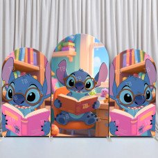 JY833 Stitch Glasses Reading Arch Backdrop Cover, Elastic Fabric Arch for Kids Birthday, Study Themed Party