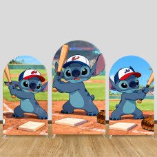 JY835 Stitch Baseball Sports Arch Backdrop Cover, Elastic Fabric Arch for Kids Birthday, Baseball Themed Party