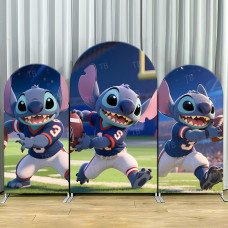 JY837 Stitch American Football Sports Arch Backdrop Cover, Elastic Fabric Arch for Kids Birthday, Football Themed Party