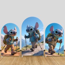 JY839 Stitch Hiking Trekking Arch Backdrop Cover, Elastic Fabric Arch for Kids Birthday, Outdoor Adventure Party