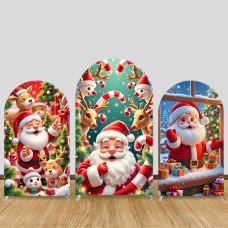 JY843 Christmas Santa Claus Reindeer Arch Backdrop Cover, Elastic Fabric Arch for Christmas Party, Winter Holiday Decoration