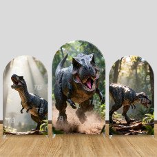JY850 T-Rex Dinosaur Jungle Arch Backdrop Cover, Elastic Fabric Arch for Kids Birthday, Dinosaur Themed Party