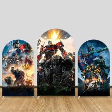 JY859 Transformers Optimus Prime Bumblebee Rise Arch Backdrop Cover, Elastic Fabric Arch for Boys Birthday, Robot Action Movie Themed Party