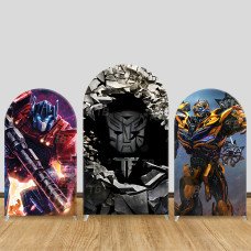 JY859 Transformers Optimus Prime Bumblebee  Arch Backdrop Cover, Elastic Fabric Arch for Boys Birthday, Mecha Robot Party