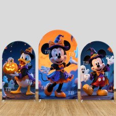JY883 Halloween Mickey Minnie Donald Duck Witch Arch Backdrop Cover, Elastic Fabric Arch for Kids Halloween, Spooky Party Decoration