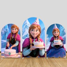 JY892 Frozen Anna Birthday Cake Arch Backdrop Cover, Elastic Fabric Arch for Girls Birthday, Princess Themed Party