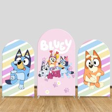 JY896 Bluey Birthday Party Arch Backdrop Cover, Elastic Fabric Arch for Kids Birthday, Cartoon Dog Themed Party