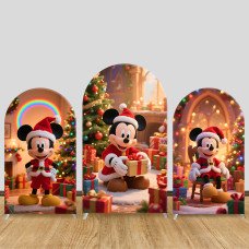 JY901 Mickey Mouse Christmas Gift Rainbow Arch Backdrop Cover, Elastic Fabric Arch for Christmas Party, Winter Holiday Decoration