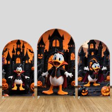JY916 Donald Duck Halloween Vampire Castle Arch Backdrop Cover, Elastic Fabric Arch for Kids Halloween, Spooky Party Decoration