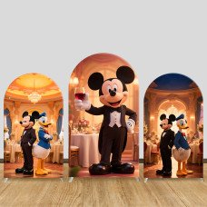 JY926 Mickey Donald Duck Formal Dinner Toast Arch Backdrop Cover, Elastic Fabric Arch for Wedding, Banquet Party Decoration