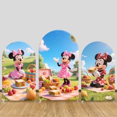 JY929 Minnie Mouse Outdoor Picnic Arch Backdrop Cover, Elastic Fabric Arch for Kids Birthday, Garden Party Decoration