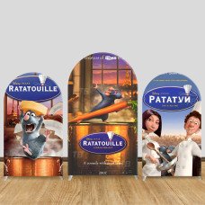 JY930 Ratatouille Movie Poster Arch Backdrop Cover, Elastic Fabric Arch for Kids Birthday, Cooking Themed Party Decoration