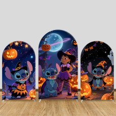 JY931 Lilo & Stitch Halloween Arch Backdrop Cover, Elastic Fabric Arch for Kids Halloween, Spooky Party Decoration