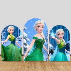 JY937 Frozen Elsa Summer Green Dress Arch Backdrop Cover, Elastic Fabric Arch for Girls Birthday, Princess Party Decoration