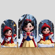 JY944 Snow White Red Hat Apple Arch Backdrop Cover, Elastic Fabric Arch for Girls Birthday, Magical Winter Party Decoration