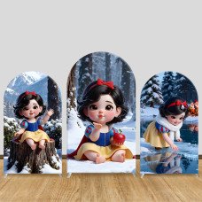 JY945 Snow White Winter Forest Arch Backdrop Cover, Elastic Fabric Arch for Kids Birthday, Snowy Princess Party Decoration