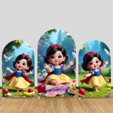 JY946 Snow White Spring Picnic Arch Backdrop Cover, Elastic Fabric Arch for Kids Birthday, Garden Party Decoration