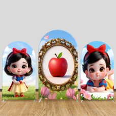 JY947 Snow White Magic Apple Arch Backdrop Cover, Elastic Fabric Arch for Girls Birthday, Fairy Tale Party Decoration