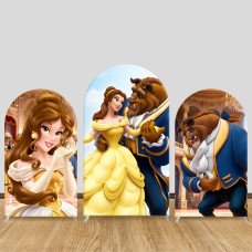 JY953 Beauty and the Beast Couple Arch Backdrop Cover, Elastic Fabric Arch for Girls Birthday, Romantic Party Decoration