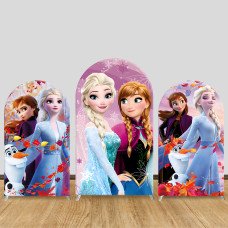 JY956 Frozen Elsa Anna Autumn Maple Leaf Arch Backdrop Cover, Elastic Fabric Arch for Girls Birthday, Magical Party Decoration