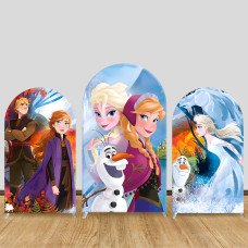 JY957 Frozen Elsa Anna Autumn Adventure Arch Backdrop Cover, Elastic Fabric Arch for Girls Birthday, Winter Themed Party Decoration