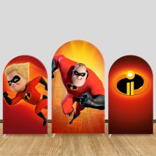 JY959 The Incredibles Dash & Mr. Incredible Arch Backdrop Cover, Elastic Fabric Arch for Kids Birthday, Superhero Action Party Decoration