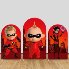 JY960 The Incredibles Jack-Jack & Elastigirl Arch Backdrop Cover, Elastic Fabric Arch for Kids Birthday, Cute Superhero Party Decoration