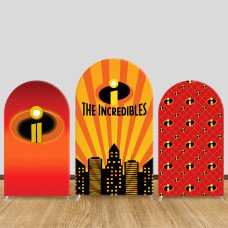 JY961 The Incredibles Logo Pattern Arch Backdrop Cover, Elastic Fabric Arch for Kids Birthday, Themed Party Decoration