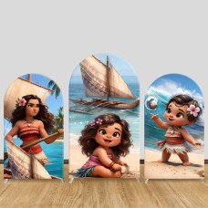JY962 Moana Ocean Adventure Arch Backdrop Cover, Elastic Fabric Arch for Kids Birthday, Tropical Party Decoration