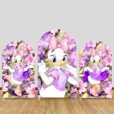 JY970 Daisy Duck Watercolor Cherry Blossom Arch Backdrop Cover, Elastic Fabric Arch for Girls Birthday, Floral Party Decoration