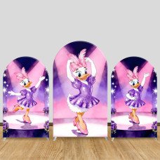 JY971 Daisy Duck Stage Ballet Arch Backdrop Cover, Elastic Fabric Arch for Girls Birthday, Sparkly Purple Party Decoration
