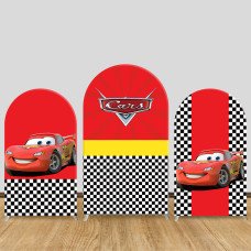 JY976 Cars Lightning McQueen Race Arch Backdrop Cover, Elastic Fabric Arch for Kids Birthday, Racing Party Decoration