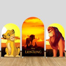 JY980 The Lion King Sunset Movie Poster Arch Backdrop Cover, Elastic Fabric Arch for Kids Birthday, Safari Party Decoration