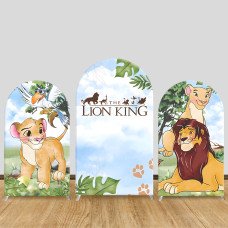 JY981 The Lion King Watercolor Characters Arch Backdrop Cover, Elastic Fabric Arch for Kids Birthday, Jungle Party Decoration