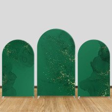 JY982 Dark Green Gold Marble Arch Backdrop Cover, Elastic Fabric Arch for Wedding, Formal Party Decoration