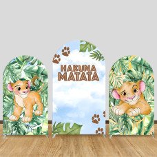 JY983 The Lion King Hakuna Matata Tropical Leaves Arch Backdrop Cover, Elastic Fabric Arch for Kids Birthday, Safari Party Decoration