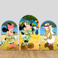 JY986 Minnie & Daisy Duck Safari Adventure Arch Backdrop Cover, Elastic Fabric Arch for Kids Birthday, Jungle Party Decoration