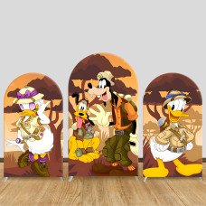 JY987 Disney Characters Safari Adventure Arch Backdrop Cover, Elastic Fabric Arch for Kids Birthday, Jungle Party Decoration