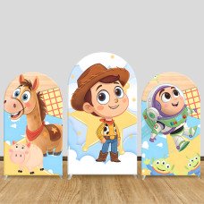 JY996 Toy Story Cute Cartoon Characters Arch Backdrop Cover, Elastic Fabric Arch for Kids Birthday, Western & Space Party Decoration