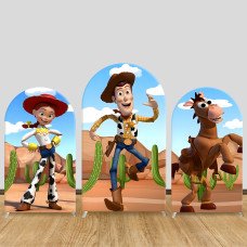 JY997 Toy Story Desert Adventure Arch Backdrop Cover, Elastic Fabric Arch for Kids Birthday, Western Party Decoration