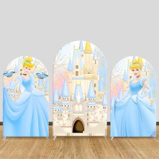 JY998 Cinderella Princess Sparkly Blue Dress Arch Backdrop Cover, Elastic Fabric Arch for Girls Birthday, Fairy Tale Party Decoration